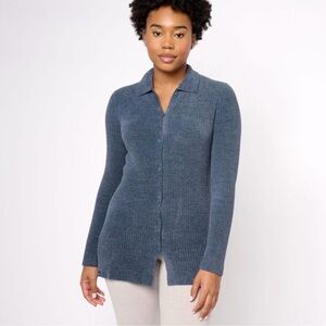 Barefoot Dreams Cozychic Ultra Lite Ribbed Blue Long Sleeve Cardigan Women’s 3X